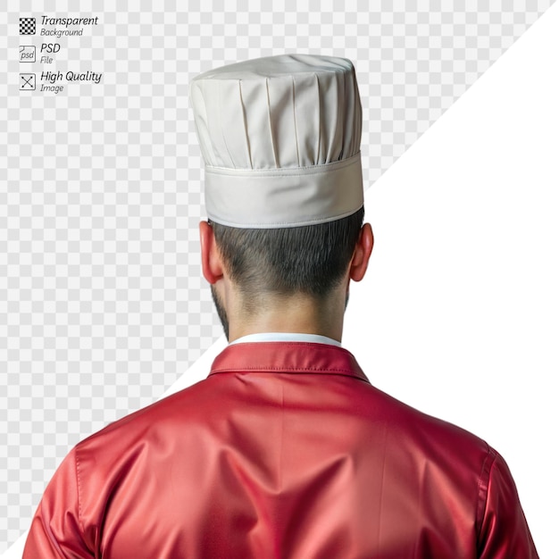 Chef in red uniform and hat with transparent background