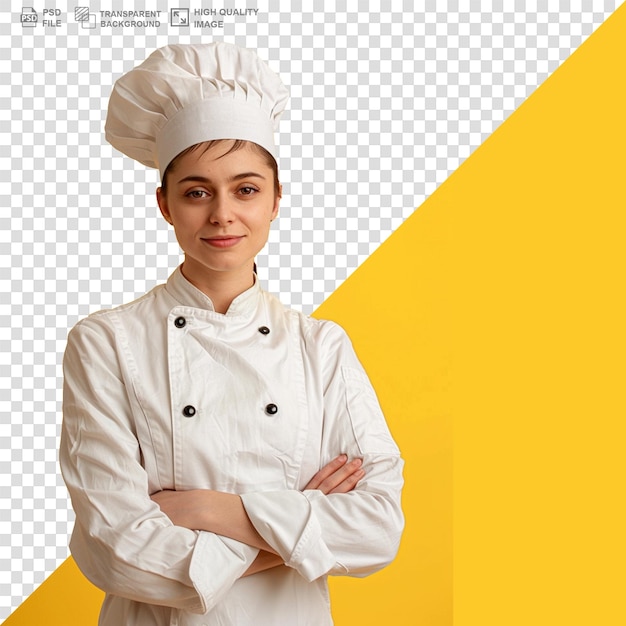 Chef smiling crossed arms and looking at camera isolated on transparent background