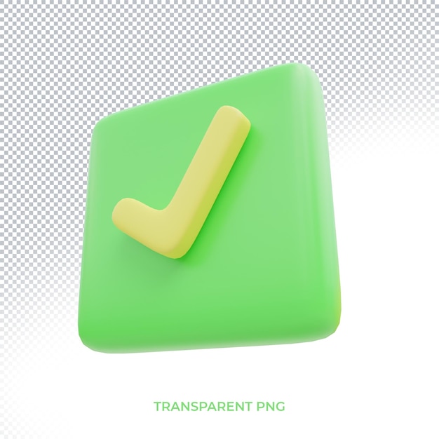 chek mark box 3d icon with transparent background side view