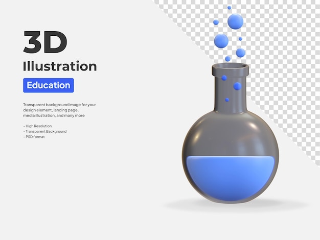 Chemical bottle lab icon 3d illustration render