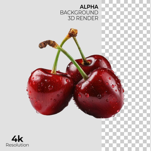 Cherries on Transparent Background