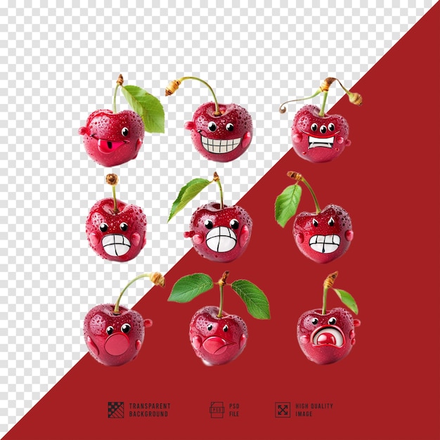 cherries with various expressions