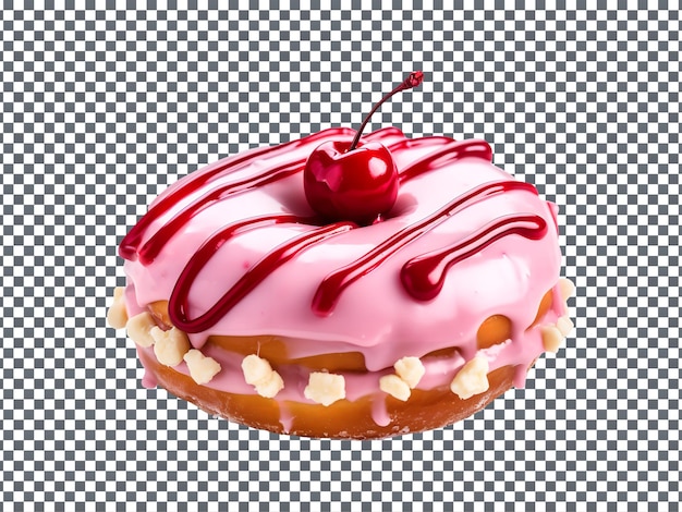 Cherry Cheesecake Donut isolated on transparent background