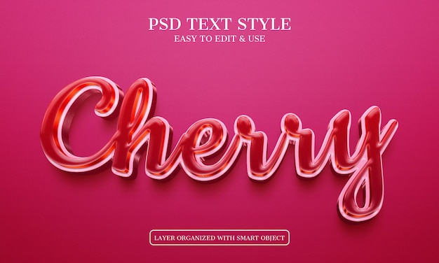 PSD cherry fruits text style psd file