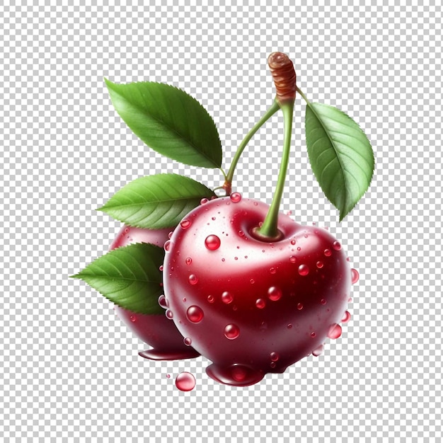 Cherry isolated on transparent background Ai generative