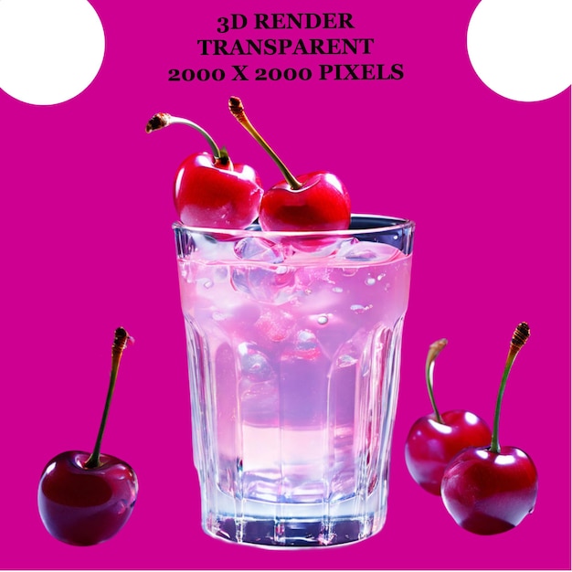 Cherry Juice And Cherry Milkshake With White Transparent Background