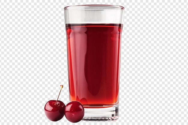 PSD cherry juice in glass isolated on transparent background