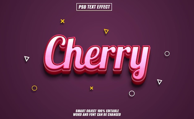 PSD cherry text effect font editable typography 3d text