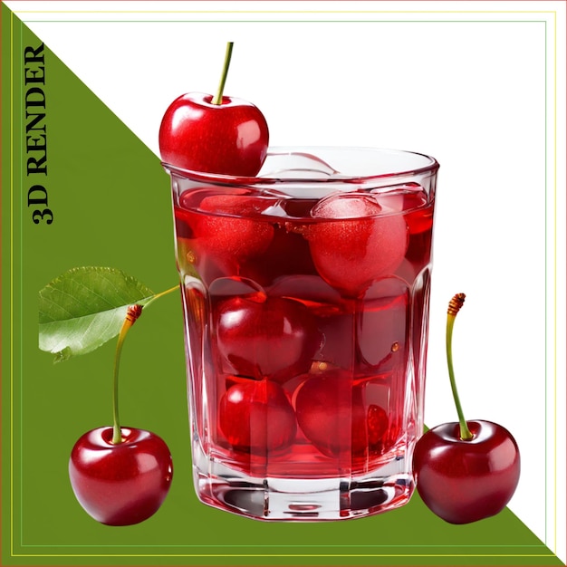 CherryfruitandglassofCherryjuice transparent