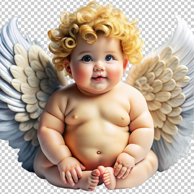 PSD cherub silhouette valentines day cute cupid angel transparent background