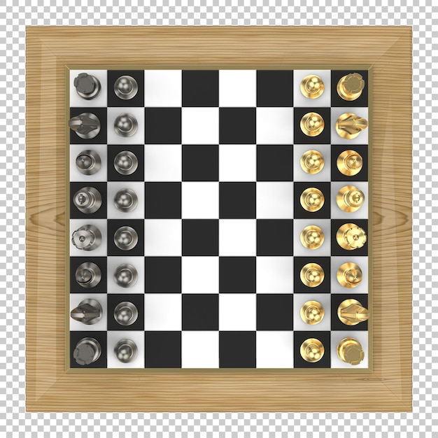 PSD chess board isolated on transparent background 3d rendering illustration