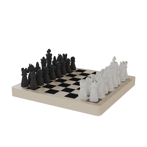 A chess board with white and black figures on it