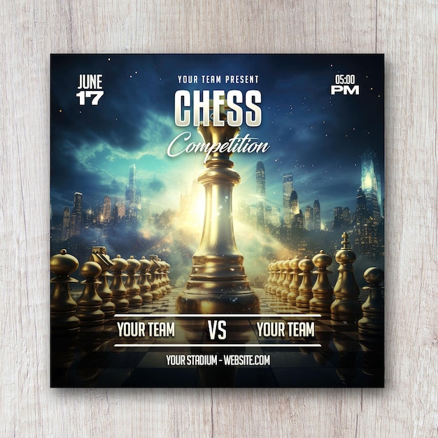 Chess competition promotion square flyer social media post banner design