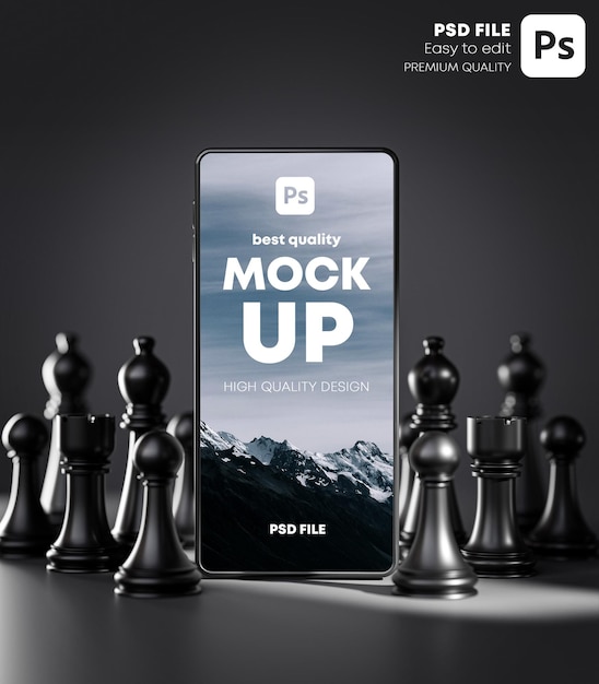 Chess Game App Smartphone Mockup Template 3D Render