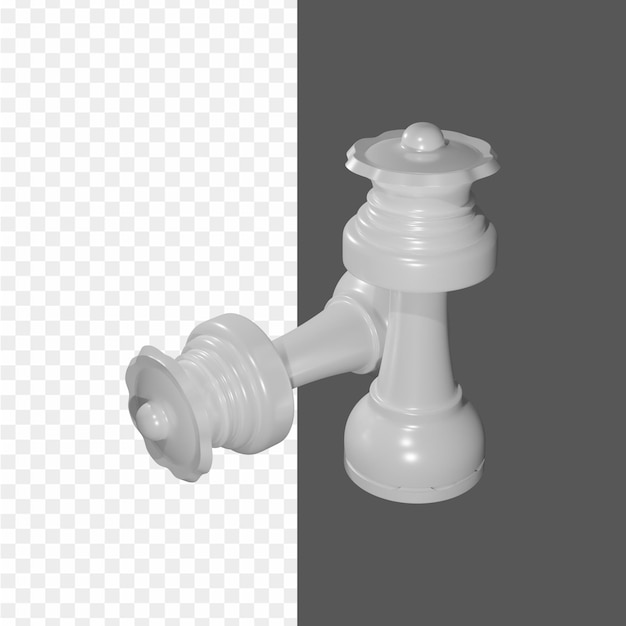 A chess piece with a white chess piece on the left and a white chess piece on the right