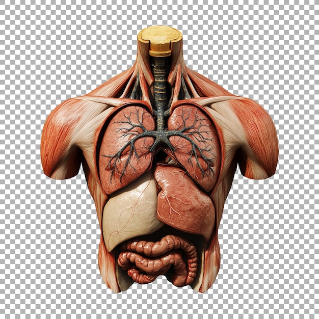 PSD chest internal human organs on transparent background ai generated