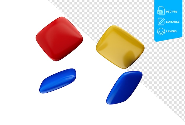 chewing gum of different colored gum square 3d illustration