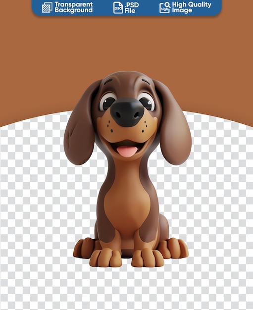 PSD chibi cartoon styled 3d render of cute dachshund dog