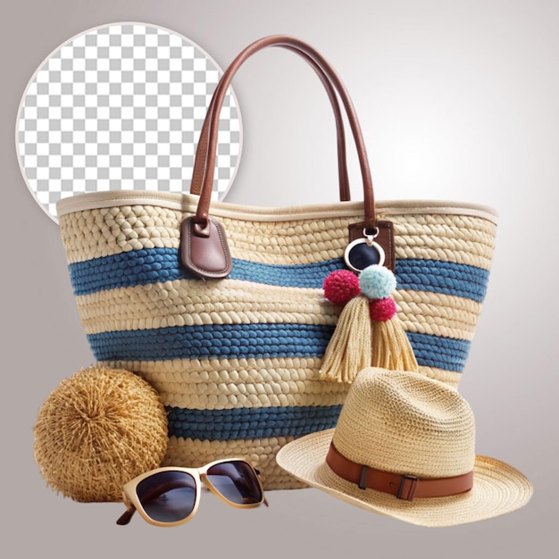 PSD chic beach bag on transparent background