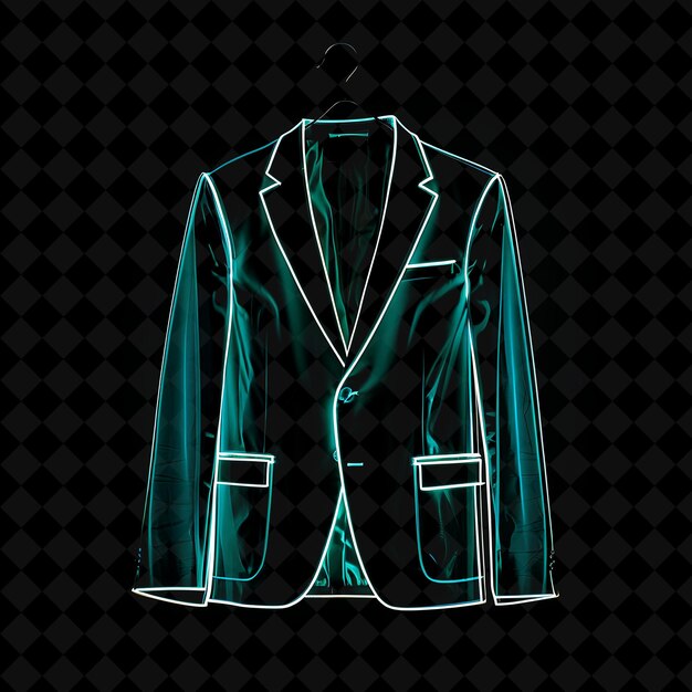 PSD chic blazer with a notched lapel and a tailored fit made wit neon object on dark background