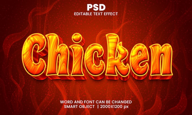 Chicken 3d editable text effect Premium Psd with background