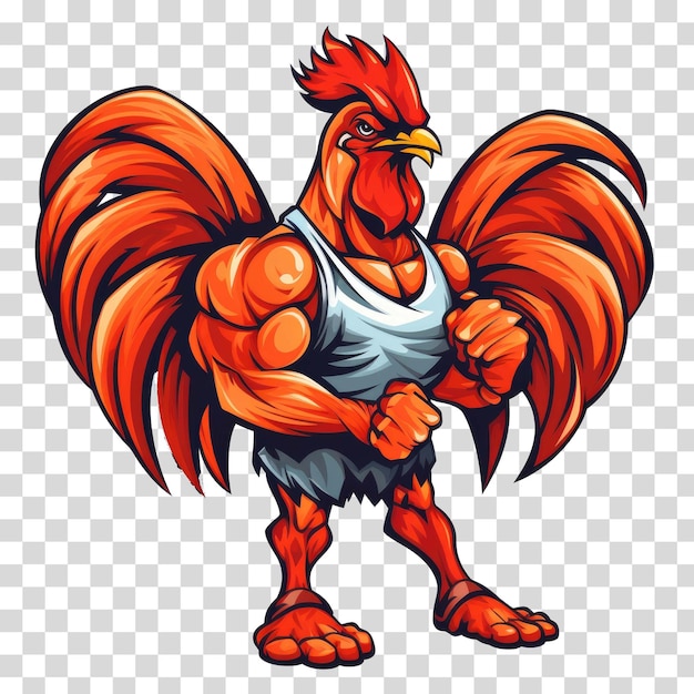 PSD chicken bodybuilder isolated on transparent background vector illustration