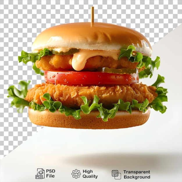 chicken burger png isolated on transparent background