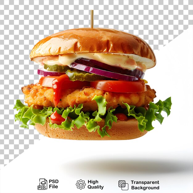 chicken burger png isolated on transparent background