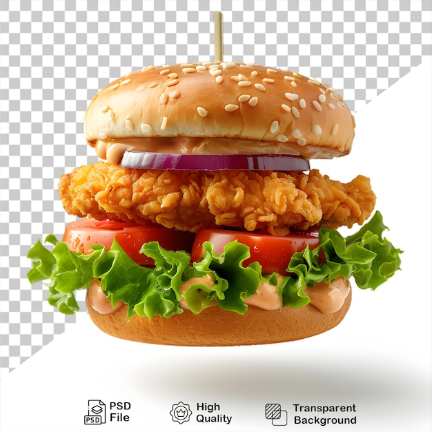 chicken burger png isolated on transparent background