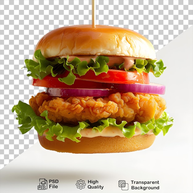 chicken burger png isolated on transparent background