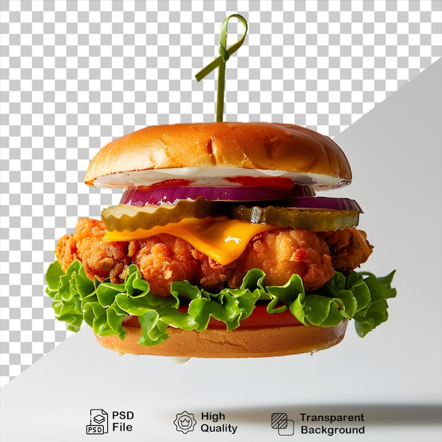 chicken burger png isolated on transparent background