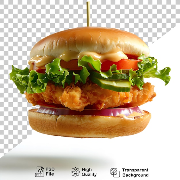 chicken burger png isolated on transparent background