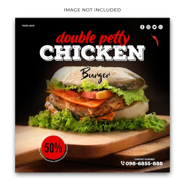 Chicken Burger Social Media Template