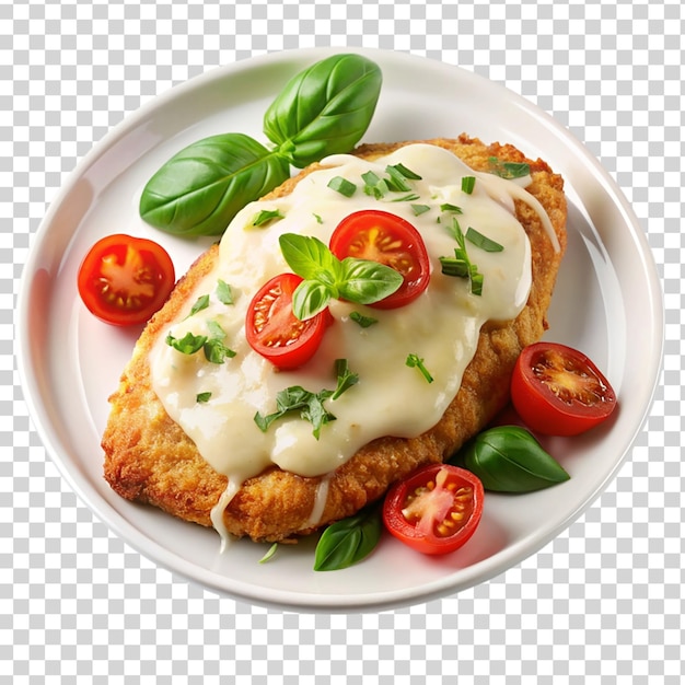 PSD chicken fillet with parmesan and mozzarella on transparent background