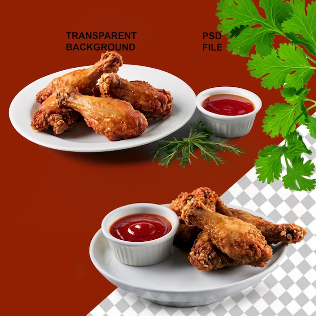 PSD chicken fried wings with red souce