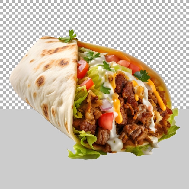 Chicken Fried Wrap or Shawarma on Transparent background Ai Generated