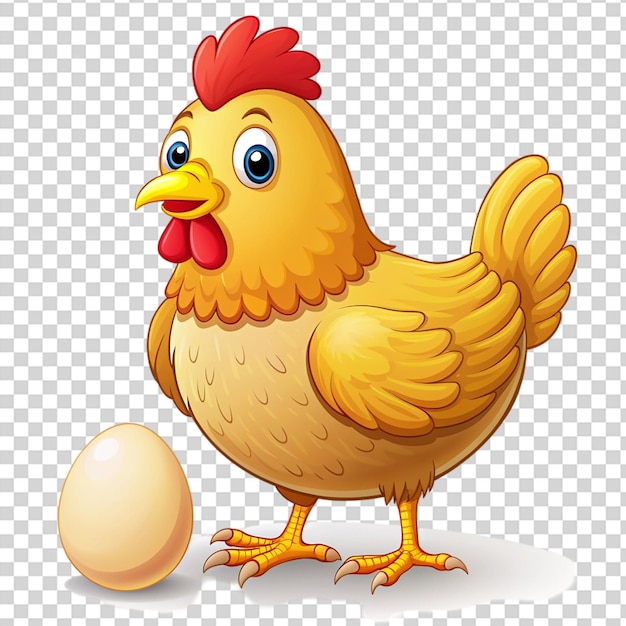 PSD a chicken holding an egg on transparent background