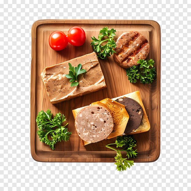 PSD chicken liver pate and boiled sausage sandwich isolated on a transparent background