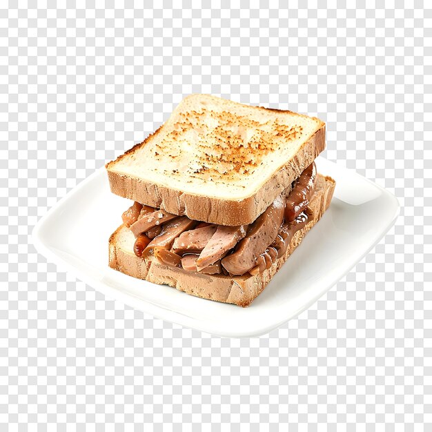 PSD chicken liver pate and boiled sausage sandwich isolated on a transparent background