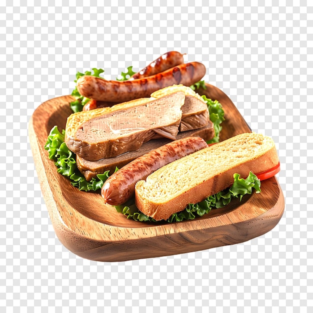 PSD chicken liver pate and boiled sausage sandwich isolated on a transparent background