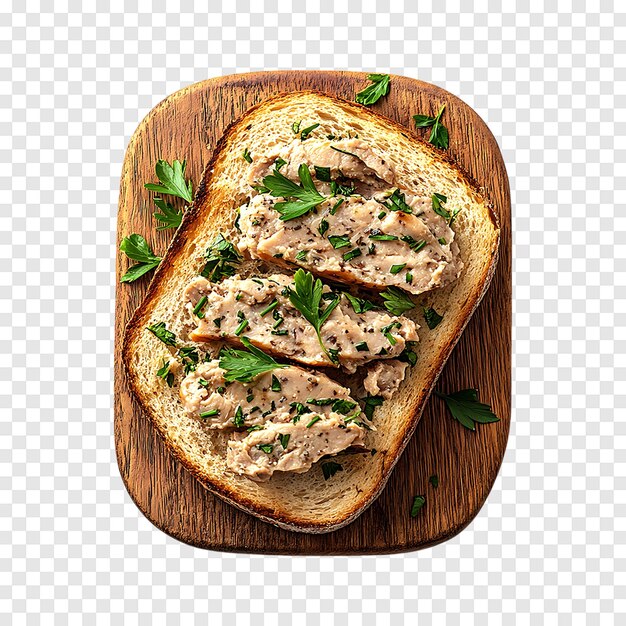 PSD chicken liver pate sandwich isolated against a clear backdrop for professional use