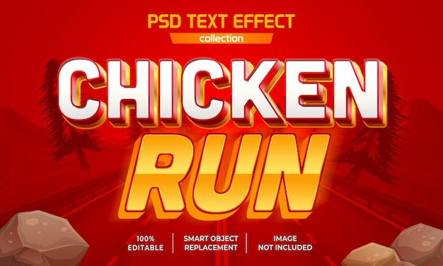 Chicken run cartoon game and movie title text effect