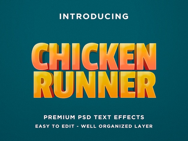 Chicken Runner - 3d Text Effect PSD Template