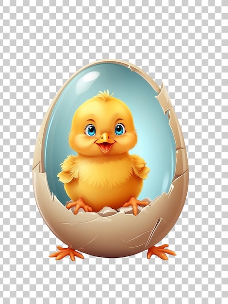 a chicken sits in an egg with a nest