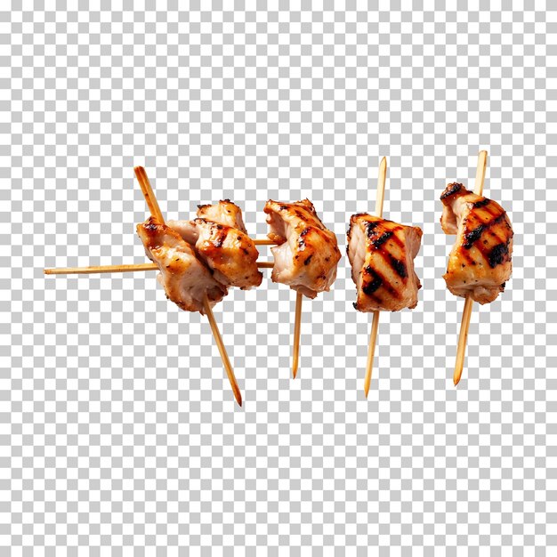 PSD chicken skewers isolated on transparent background