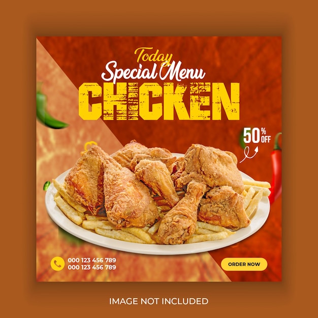 Chicken Social Media Post Design PSD File