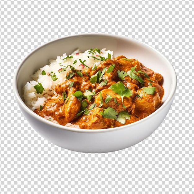 Chicken tikka masala in a bowl isolated on transparent background