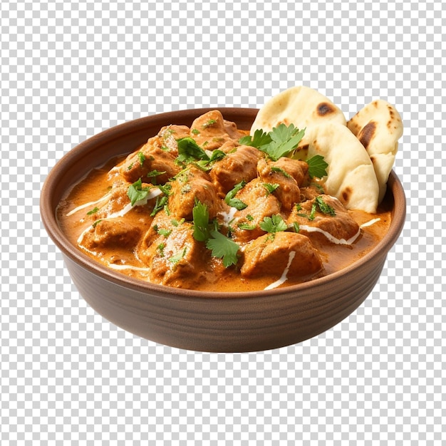 Chicken tikka masala in a bowl isolated on transparent background