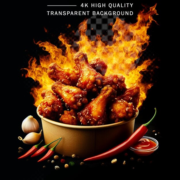 PSD chicken wings billboard hot wings with chili sauce on transparent background