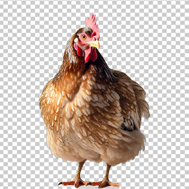 PSD a chicken with a beak that is standing on a stand